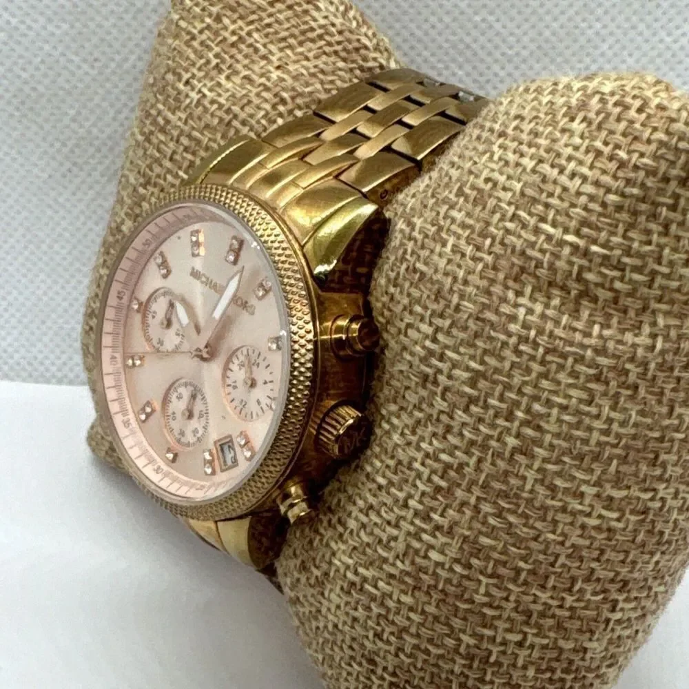 Michael Kors Ritz MK6077 Women's Rose Gold Analog Dial Quartz Wrist Watch JNA295